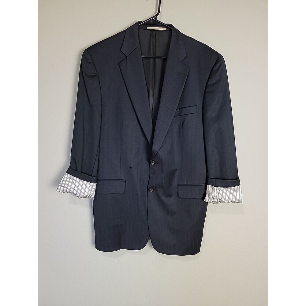 Burberry London Blue Blazer Stripped 41L Suit Jacket Sports Coat Wool Nordstrom